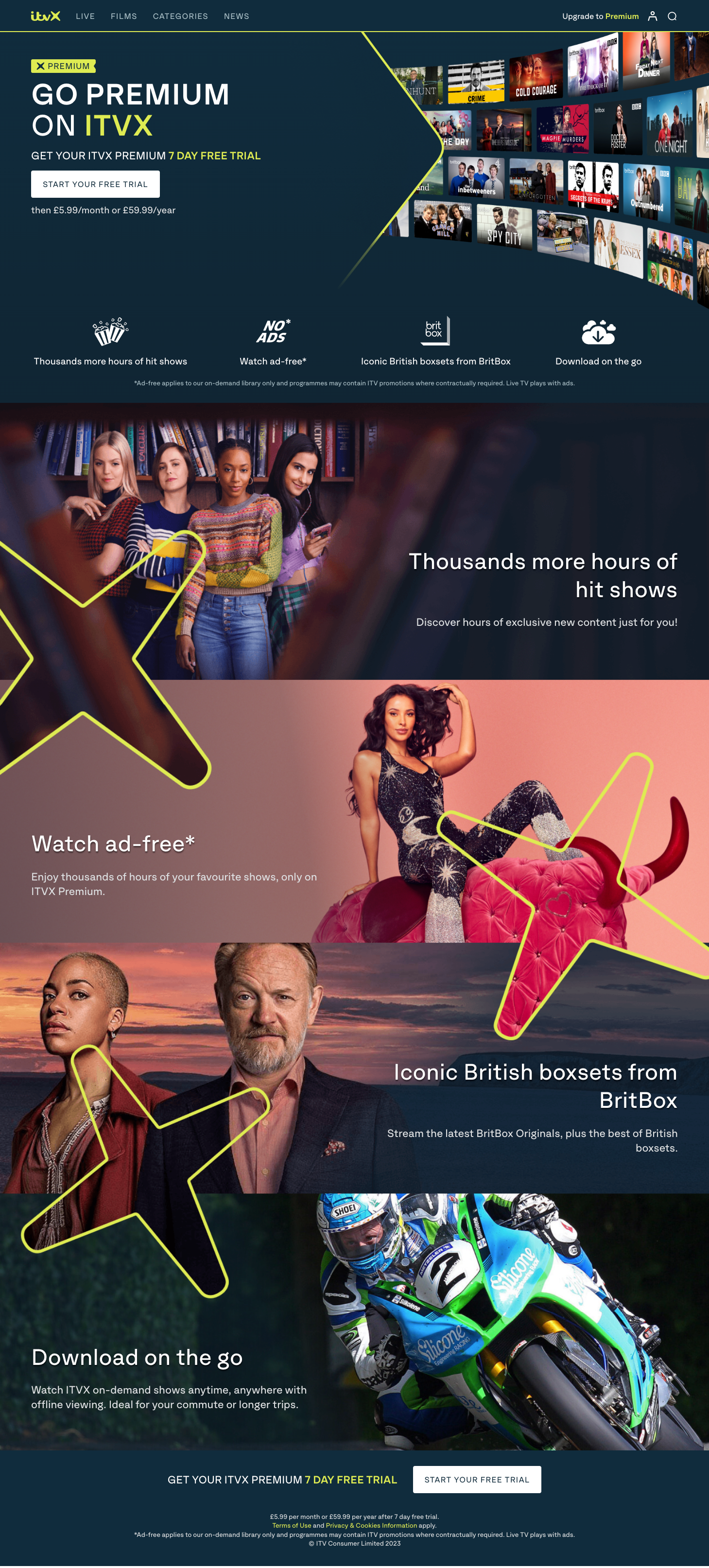 ITVX launch - ITVX Premium upsell page