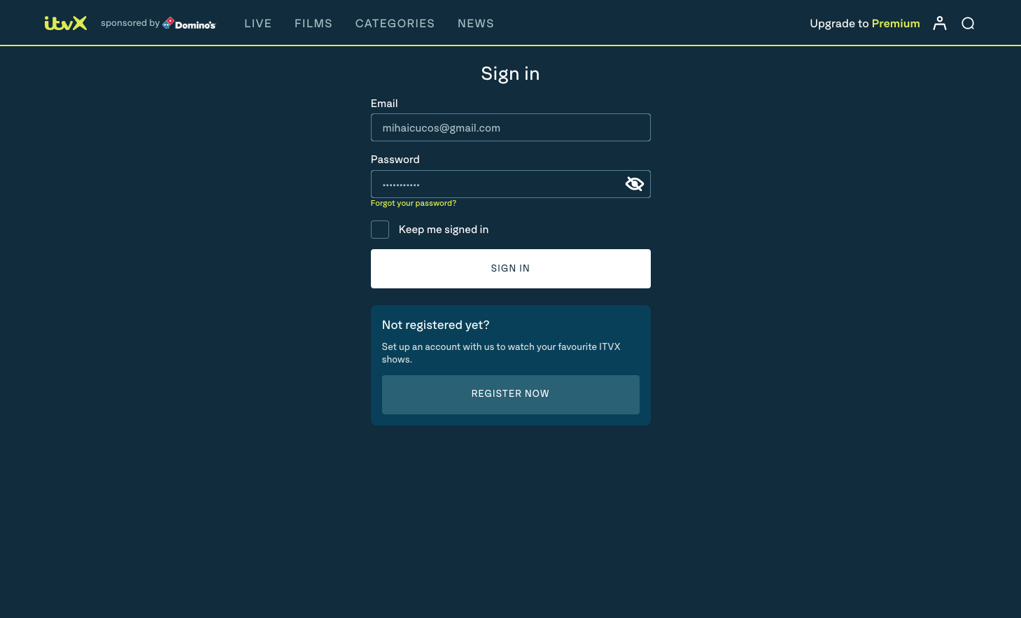 ITVX launch - Sign in page (Browser)