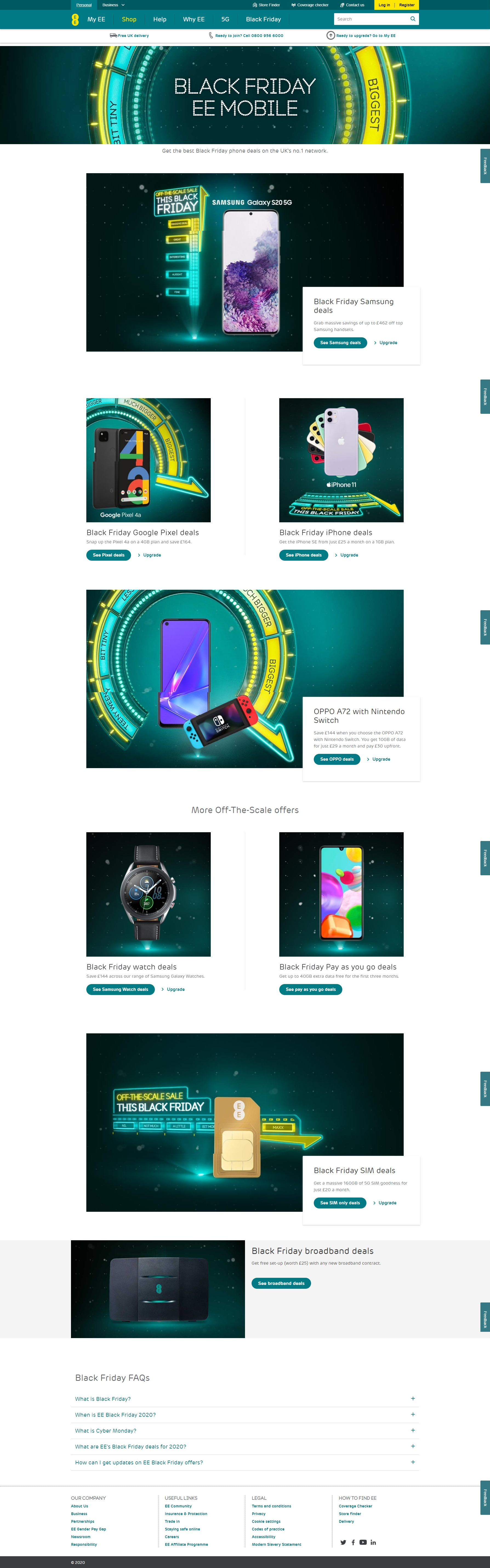 EE Mobile Black Friday 2020 - homepage