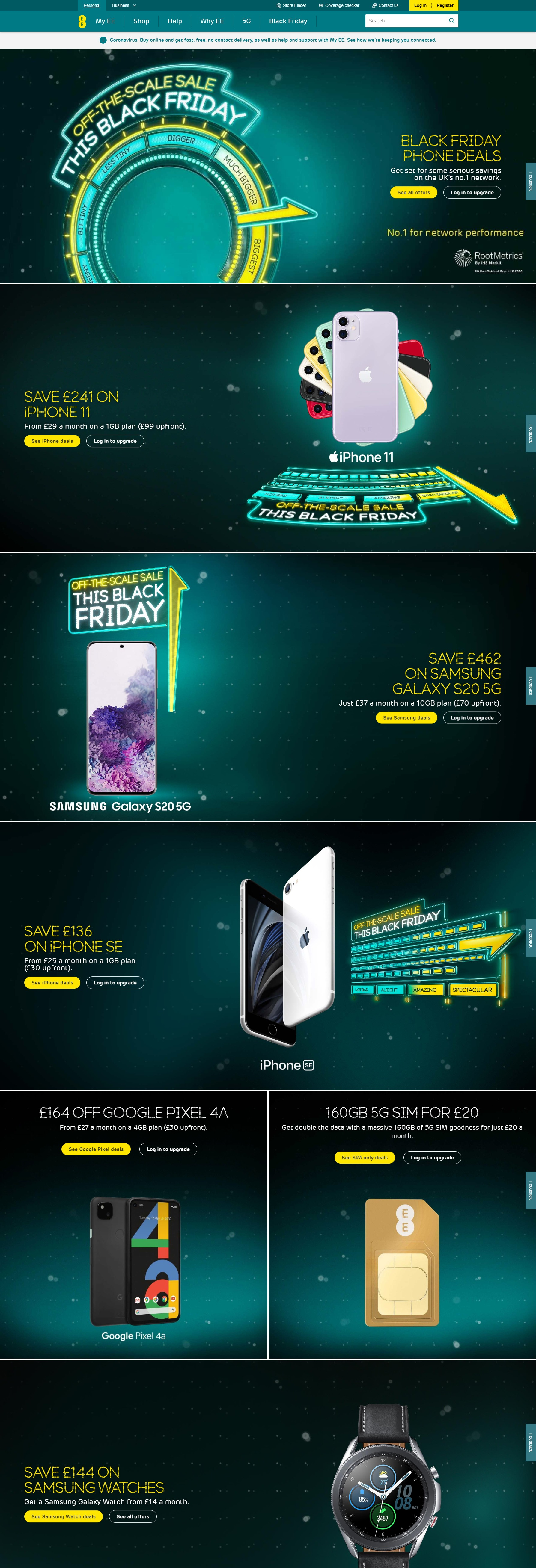 EE Mobile Black Friday 2020 - Black Friday landing page
