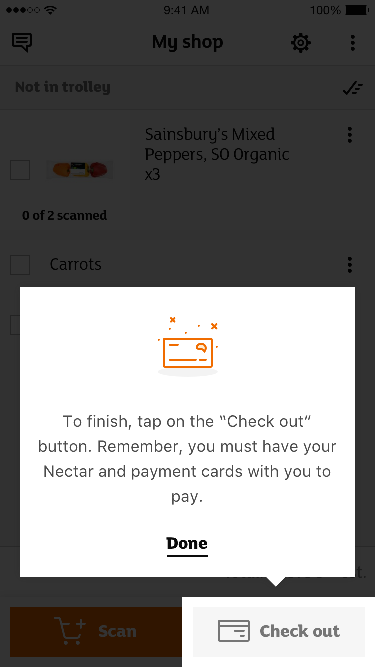 Sainsbury’s SmartShop - Onboarding example