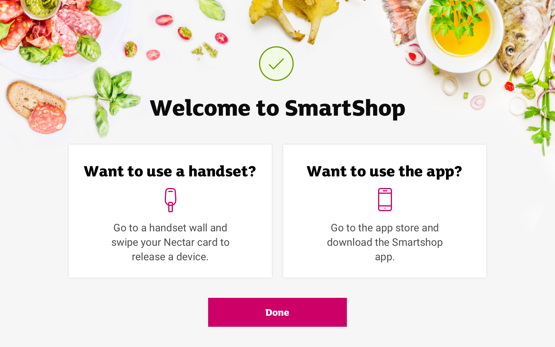 Sainsbury’s SmartShop - Instore handset - Welcome